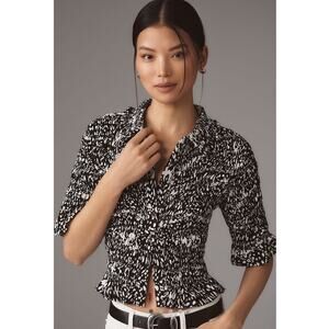 NWT Anthropologie Maeve Smocked Button-Front Top - Size L MSRP $78